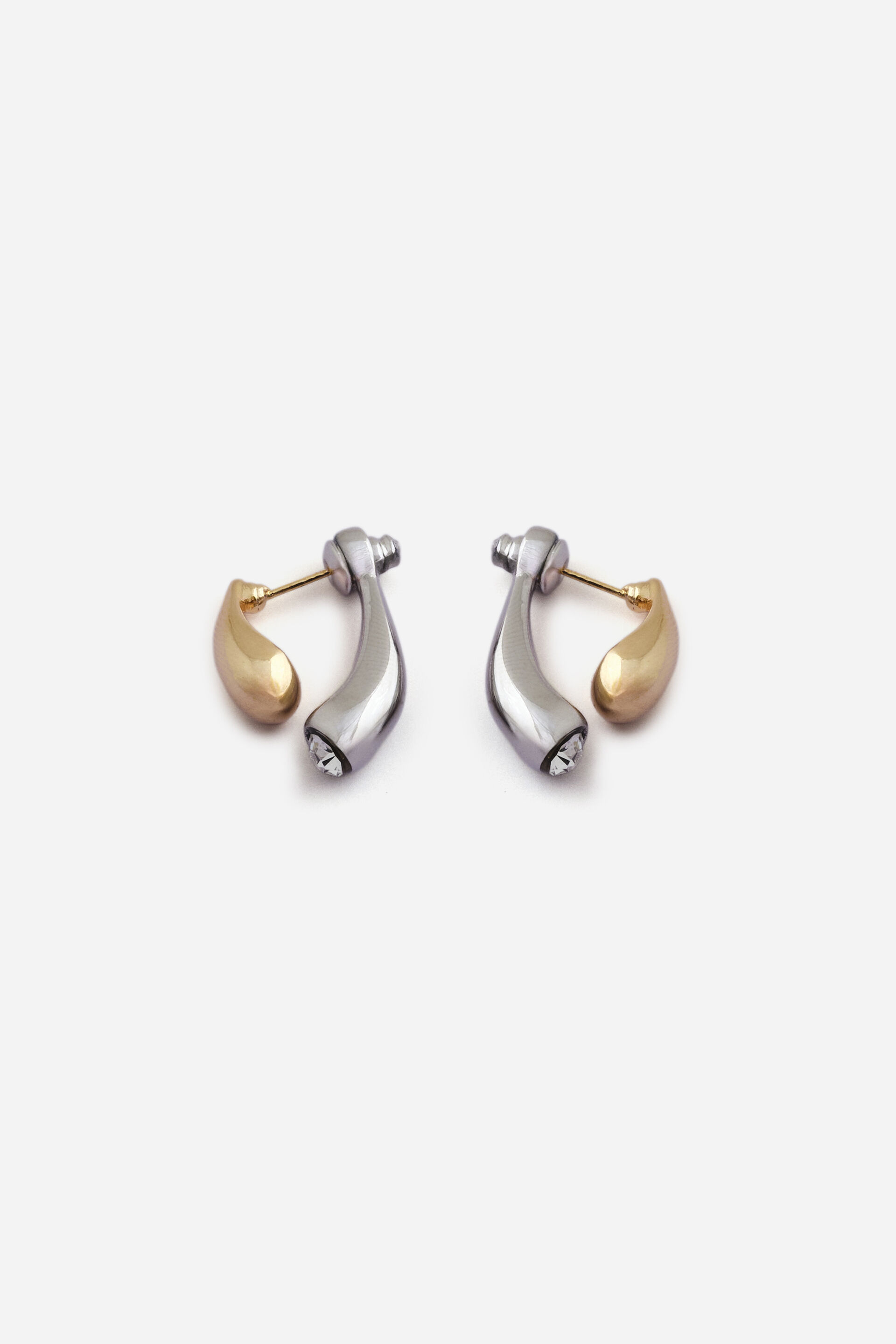 Dual-Tone Drop Stud Earrings, , image 3